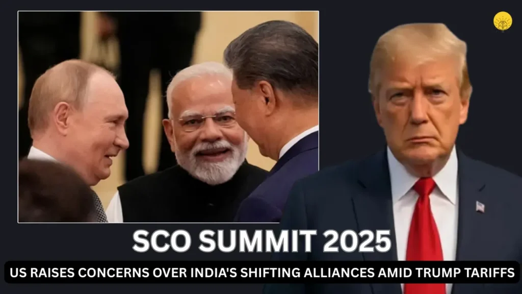 PM Modi at SCO Summit 2025 with Putin and Xi, signaling.