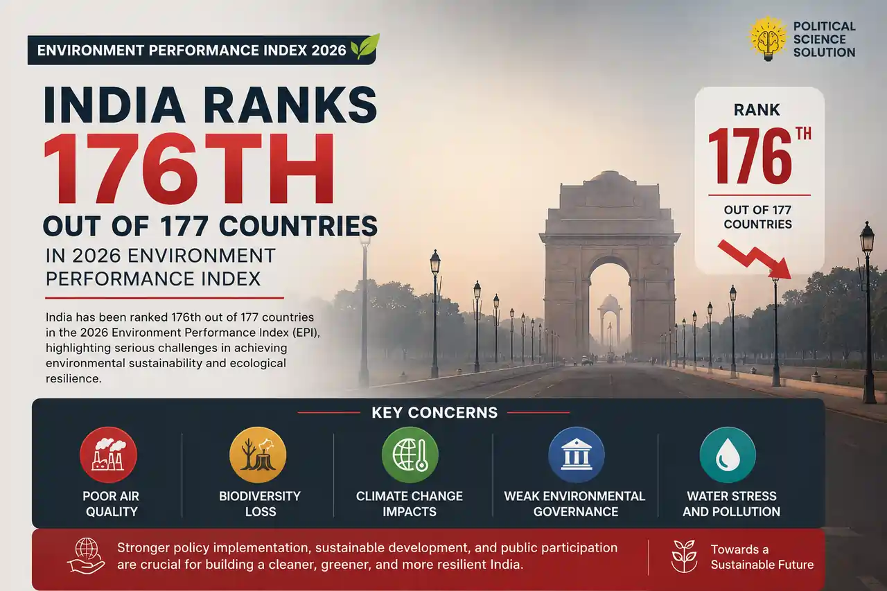 India Ranks 176th out of 177 Countries in 2026 Environment Performance Index - Political Science Solution