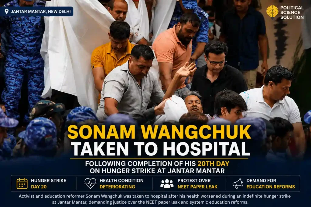 Sonam Wangchuk was taken to a hospital after being detained during the Jantar Mantar protest